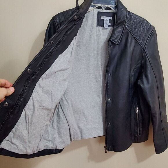 Carbon 2 Cobalt Womens Size XL Printemps Leather Jacket Lined Black Quilted Zip - Picture 7 of 12